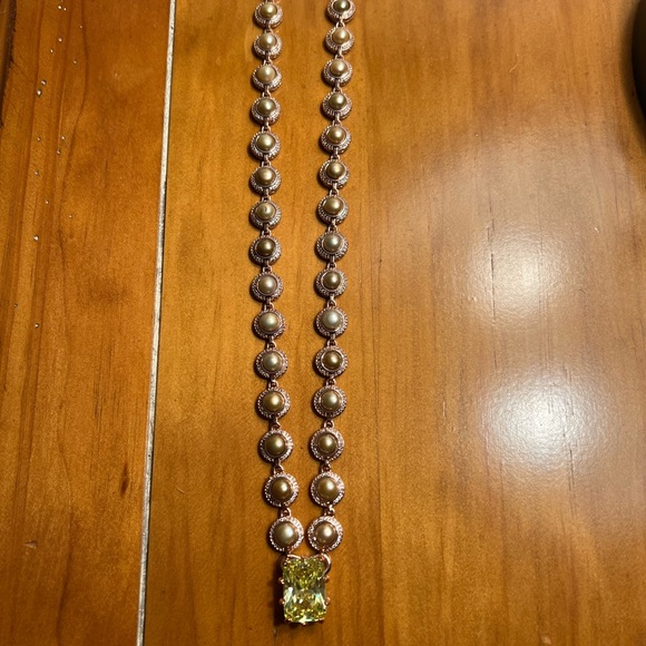 Eddie Borgo Estate Rose Gold Cultured Pearl Pyramid Spike Brass Necklace J Crew - Picture 2 of 15